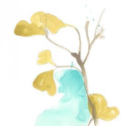 Teal and Ochre Ginko IX | Obraz na stenu