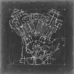 Motorcycle Engine Blueprint I | Obraz na stenu