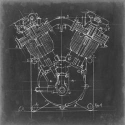 Motorcycle Engine Blueprint II | Obraz na stenu
