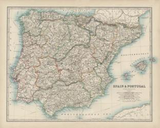 Map of Spain & Portugal | Obraz na stenu