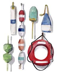 Watercolor Buoys II | Obraz na stenu