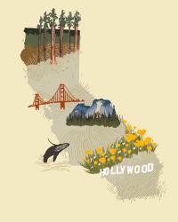 Illustrated State-California | Obraz na stenu