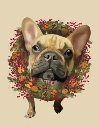 French Bulldog, Cranberry Wreath | Obraz na stenu