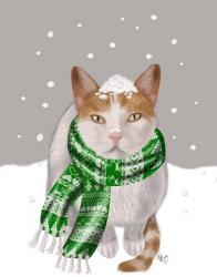 White Cat, Green Scarf | Obraz na stenu