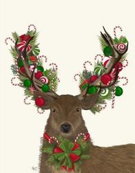 Deer, Candy Cane Wreath | Obraz na stenu