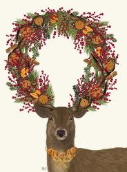 Deer, Cranberry and Orange Wreath, Full | Obraz na stenu