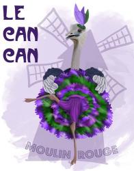 Ostrich, Can Can in Purple and Green | Obraz na stenu