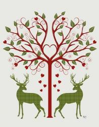 Christmas Des - Deer and Heart Tree, On Cream | Obraz na stenu