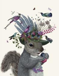 Squirrel Birdkeeper and Blue Acorns | Obraz na stenu