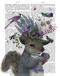 Squirrel Birdkeeper and Blue Acorns | Obraz na stenu