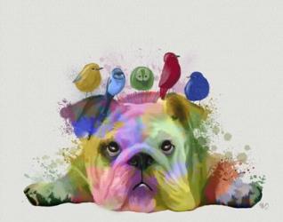 English Bulldog and Birds, Rainbow Splash | Obraz na stenu