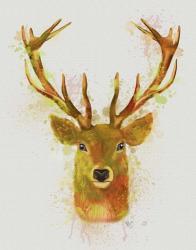 Deer Head 1 Rainbow Splash Red and Gold | Obraz na stenu