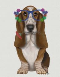 Basset Hound Flower Glasses | Obraz na stenu