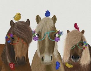 Horse Trio with Flower Glasses | Obraz na stenu