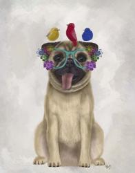 Pug and Flower Glasses | Obraz na stenu
