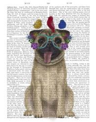 Pug and Flower Glasses | Obraz na stenu