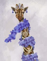 Giraffe with Purple Boa | Obraz na stenu