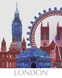 London Landmarks , Red Blue | Obraz na stenu