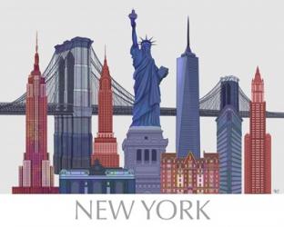 New York Landmarks , Red Blue | Obraz na stenu