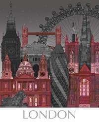 London Elevations by Night Red | Obraz na stenu