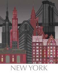 New York Elevations by Night Red | Obraz na stenu