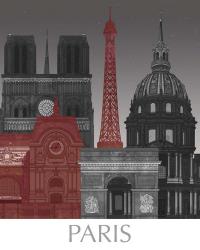 Paris Elevations by Night Red | Obraz na stenu