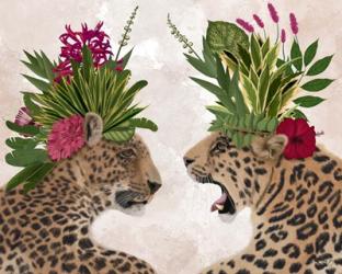 Hot House Leopards, Pair, Pink Green | Obraz na stenu