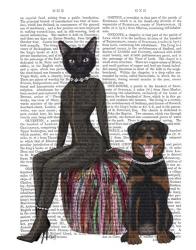 Black Cat and Rottweiler Book Print | Obraz na stenu