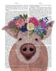 Pig and Flower Crown Book Print | Obraz na stenu