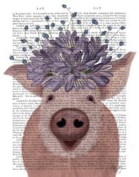 Pig and Lilac Flowers Book Print | Obraz na stenu