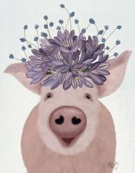Pig and Lilac Flowers | Obraz na stenu