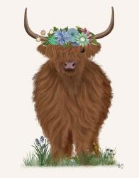 Highland Cow with Flower Crown 2, Full | Obraz na stenu