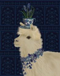 Llama Teacup and Blue Flowers | Obraz na stenu