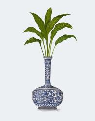 Chinoiserie Vase 3, With Plant | Obraz na stenu