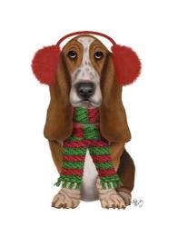 Christmas Des - Basset Hound and Ear Muffs | Obraz na stenu