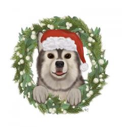 Christmas Des - Husky Wreath | Obraz na stenu