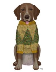 Christmas Des - Mutt in Yellow Christmas Sweater | Obraz na stenu