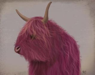 Highland Cow 4, Pink, Portrait | Obraz na stenu