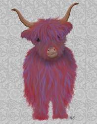 Highland Cow 7, Pink And Purple, Full | Obraz na stenu