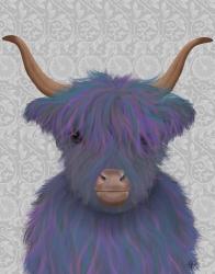 Highland Cow 7, Purple, Portrait | Obraz na stenu