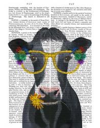 Cow and Flower Glasses Book Print | Obraz na stenu