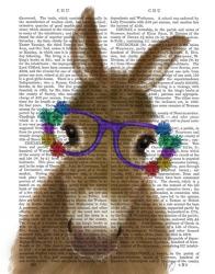 Donkey Purple Flower Glasses Book Print | Obraz na stenu