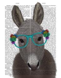 Donkey Turquoise Flower Glasses Book Print | Obraz na stenu