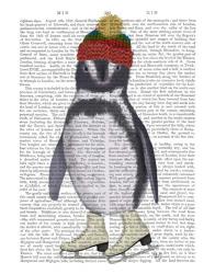 Penguin Ice Skating Book Print | Obraz na stenu