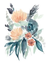 Teal & Peach Bouquet I | Obraz na stenu