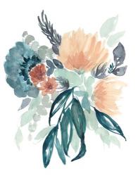 Teal & Peach Bouquet II | Obraz na stenu