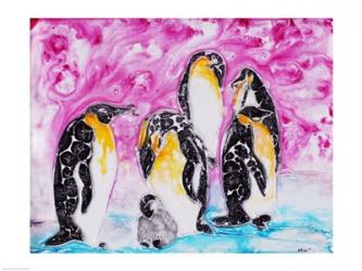 Penguins Under Magenta Sky | Obraz na stenu