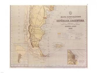 Map of Argentina 1883 | Obraz na stenu