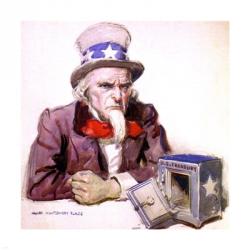 James Montgomery Flagg  -Uncle Sam With Empty Treasury 1920 | Obraz na stenu