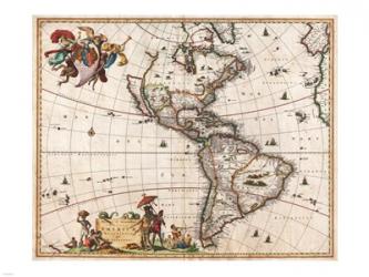 1658 Visscher Map of North America and South America 1658 | Obraz na stenu